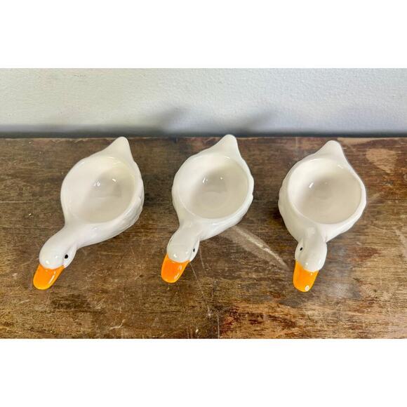 Vintage White Porcelain Duck Egg Cups, Set of 3 | Vintage Kitchenware Dining - Picture 3 of 3